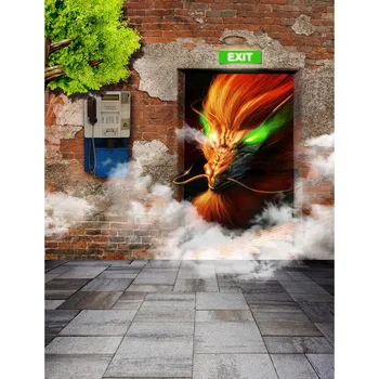 

TR Dragon Photo Backgrounds Baby Photo Studio Props Brick House Door Floor Photography Backdrops Child 5x7FT fotografica fondo