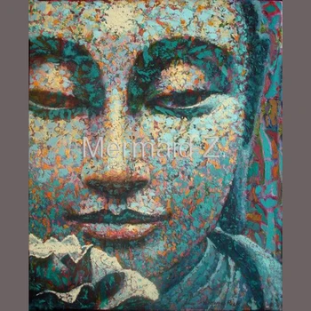 

hand made Thai oil painting Buddha Retro face classical Head Portrait Buddha art India Oil Painting on canvas Home decorative
