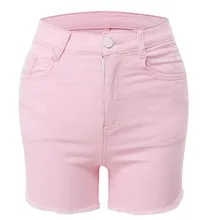 Модные джинсовые шорты с высокой талией Женская одежда Новые популярные брюки однотонные Летние повседневные ковбойские шорты узкие джинсовые шорты