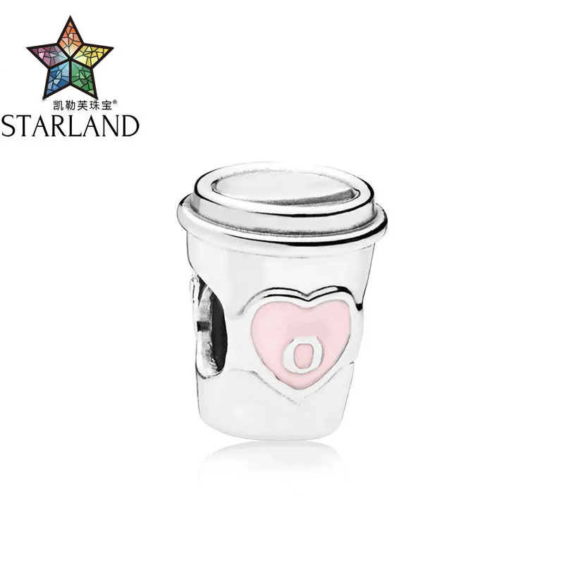 

Starland 925 Sterling Silver Coffee Cup Bead Heart Love Fit fashion Charms Bracelet for Girl Gift