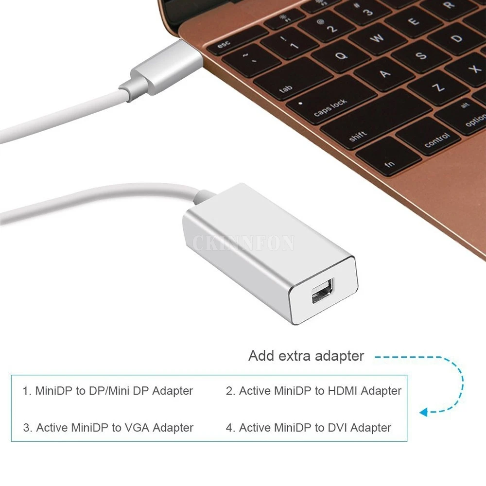 10 개/몫 1080P 남성 여성 USB 3.1 유형 C 미니 DP 디스플레이 포트 어댑터 케이블 애플 맥북 모니터 프로젝터