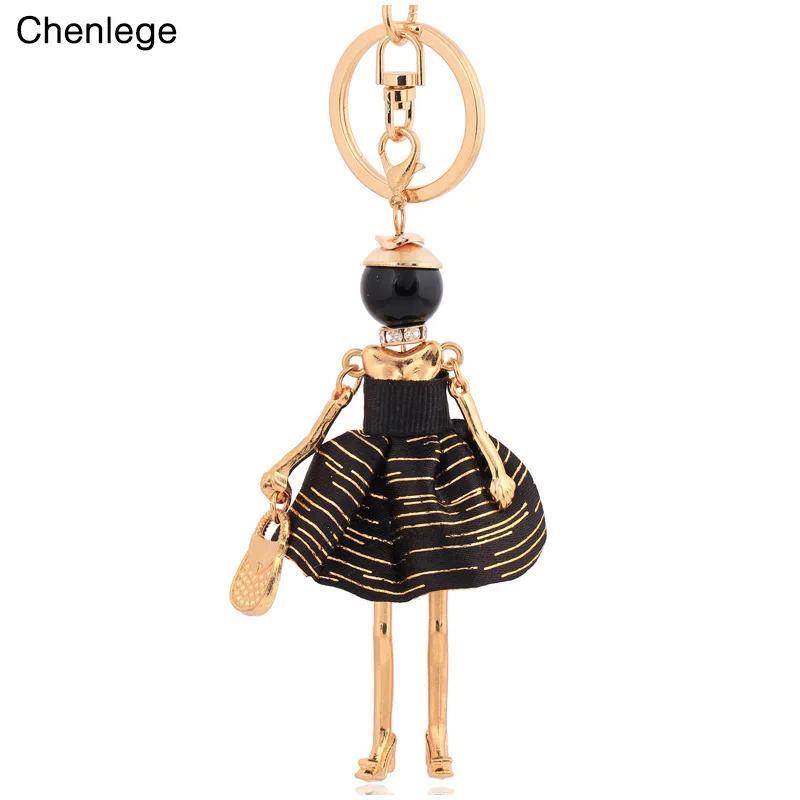 chenlege 2017 fashion keychains handbag trendy girl doll key ring