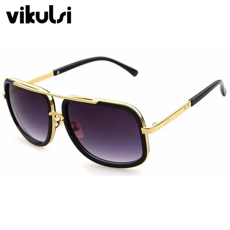 High Fashion Square Mens Sunglasses Brand Designer Unisex Gold Metal Frame Male Eyewear Quality Gradient Sun Glasses For Women