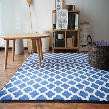 

Geometric Style Blue Trellis Trendy area rug, Nordic style home decoration bedside carpet, tatami mat