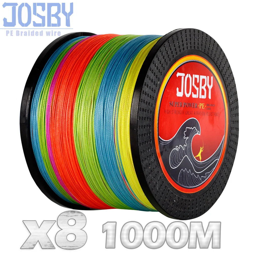 JOSBY бренд 1000 м 8 нитей разноцветный PE плетеный провод мультифиламентная леска