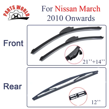

Combo Silicone Rubber Front And Rear Wiper Blades For Nissan March 2010 Onwards Windscreen Wipers Car Accessories