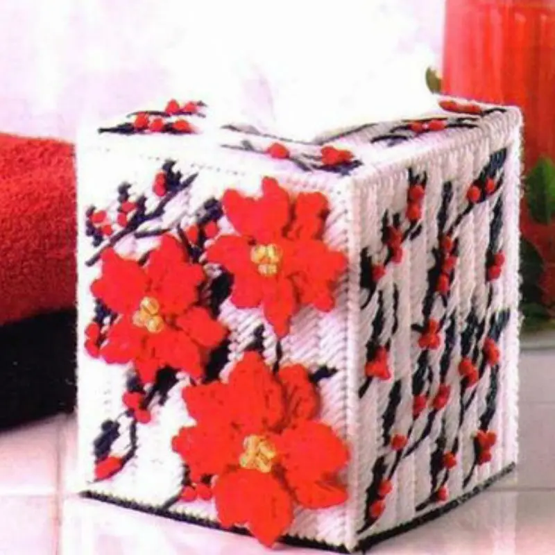 3D Cross-Stitch Rectangular tissue box DIY handwork Cross Stitch z1