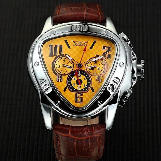 Brand Luxury Triangle Dial Mens Mechanical Watches Auto Date 24 Hour