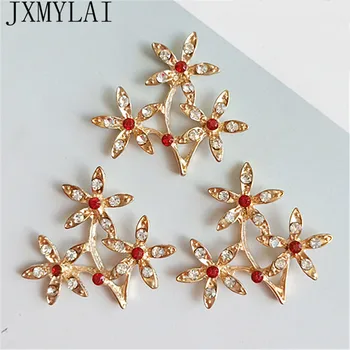 

10 PCS 38*40mm Fashion Metal Alloy Crystal Rhinestone Flowers Branch Connectors Charm DIY Jewelry Findings