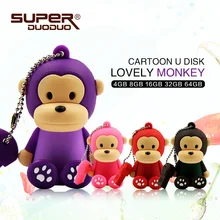 Флешка 16 Гб usb флеш-накопитель 2,0 4 ГБ 8 ГБ 16 ГБ 32 ГБ 64 Гб 128 ГБ usb флеш-накопитель 128 ГБ мультяшная обезьяна карта памяти usb 2,0