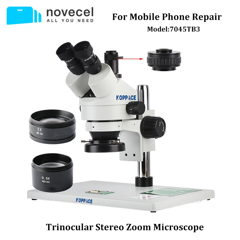 

3.5X-90X Large Platform simul-focal Stereo Zoom Binocular microscope 144pc Ring Light Microscopio Phone Repair Tools
