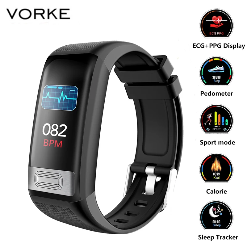 Monitor de Freqüência Vorke Pressão Arterial Relógio Inteligente Cardíaca Ecg Ppg Pulseira Atividade Fitness Rastreador Saúde Vkt10