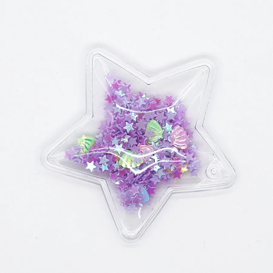 

10PCS Transparent Plastic Bag With Colorful Sequins Stars For Hair Clips, DIY Craft Decoration Accessories Y19052401
