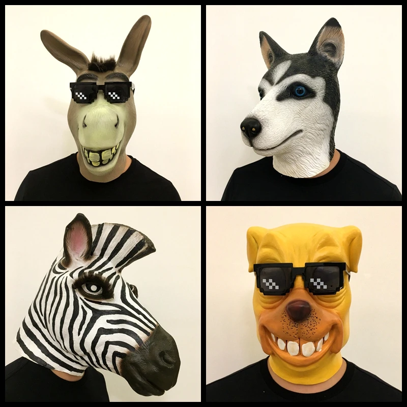 Маска для косплея на Хэллоуин, забавная лошадь, латексный головной убор, единорог, орангутанг, панда, собака, маска, забавная маска для косплея для взрослых