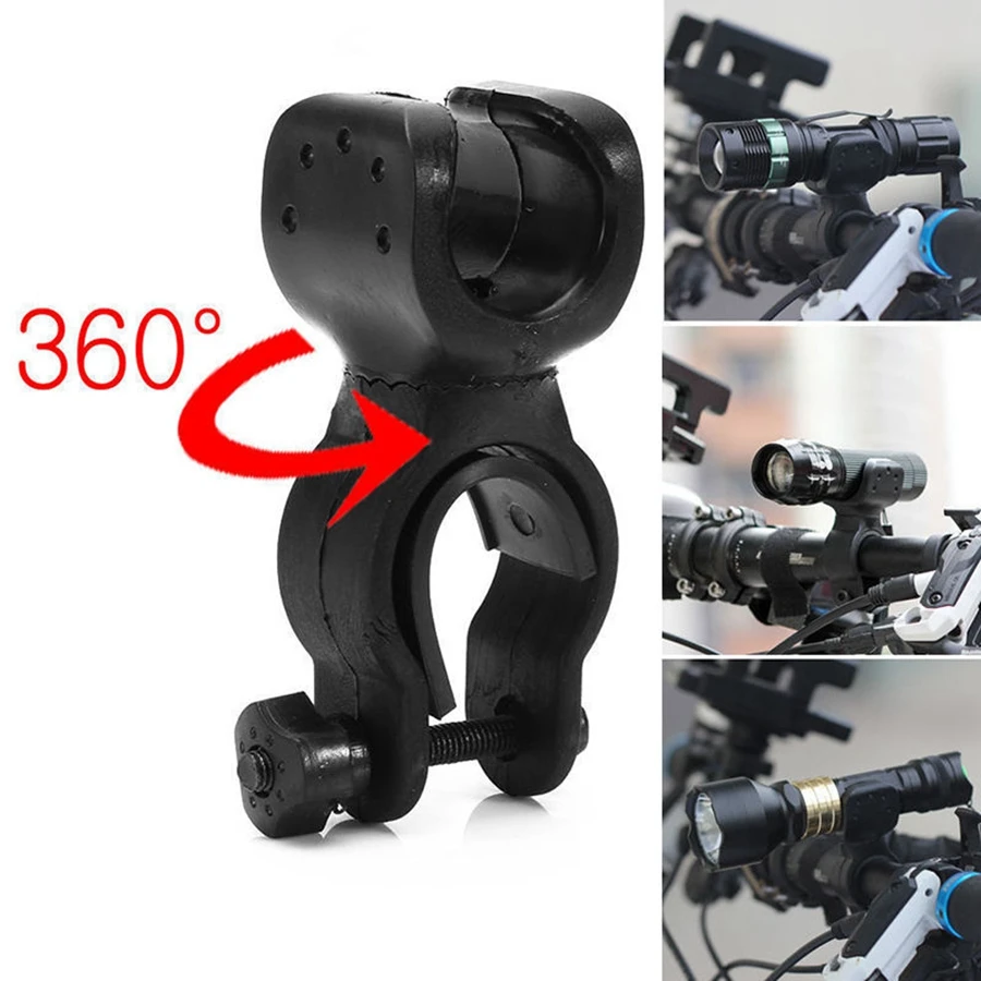 

360 degree rotatable Led flashlight Bracket Mini Led torch Bicycle rubber Flashlight Mount Holder For biking Hiking outdoor