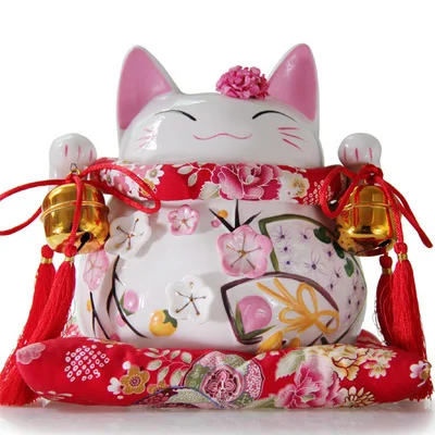 8 дюймов Maneki-Neko керамические китайские счастливые кошки манящие Фортуны кошки статуэтки счастливый Шарм копилка украшения дома - Цвет: A