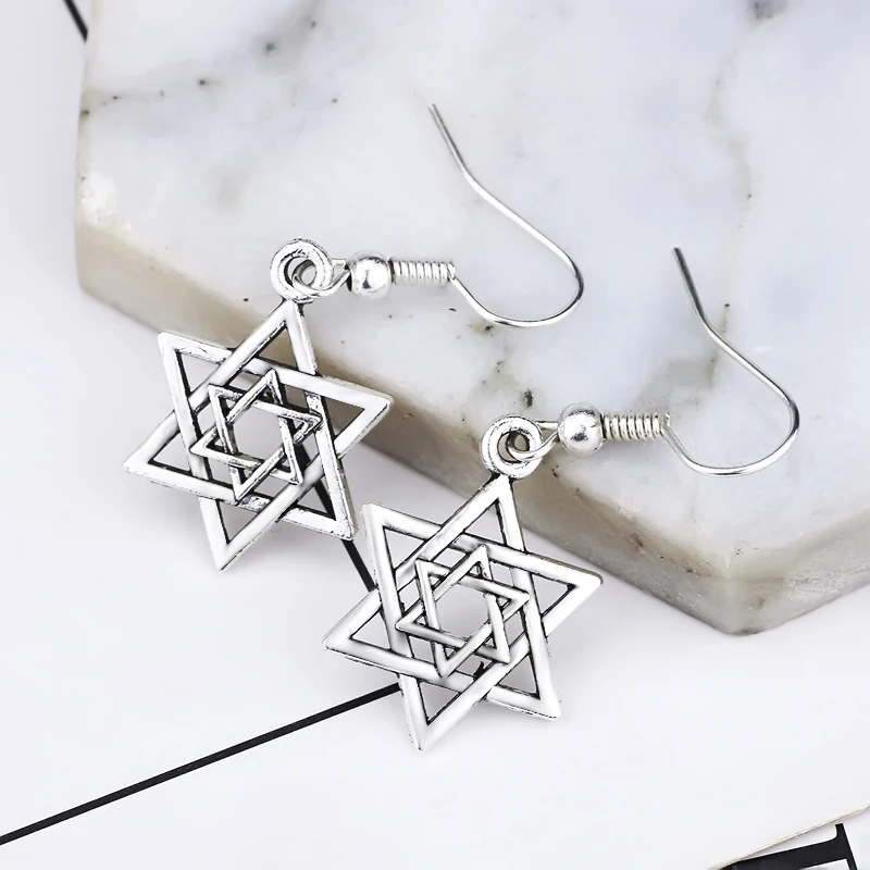 Vintage-Steampunk-Inverted-Triangle-Star-Of-David-Hook-Earrings-For-Women-Hollow-Hexagram-Pendientes-Earings-Dropshipping (3)