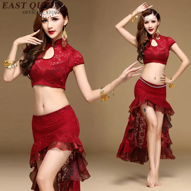 

Belly dance costume female belly dance clothes mandarin collar oriental dance costumes belly dancing two piece set AA2556 YQ