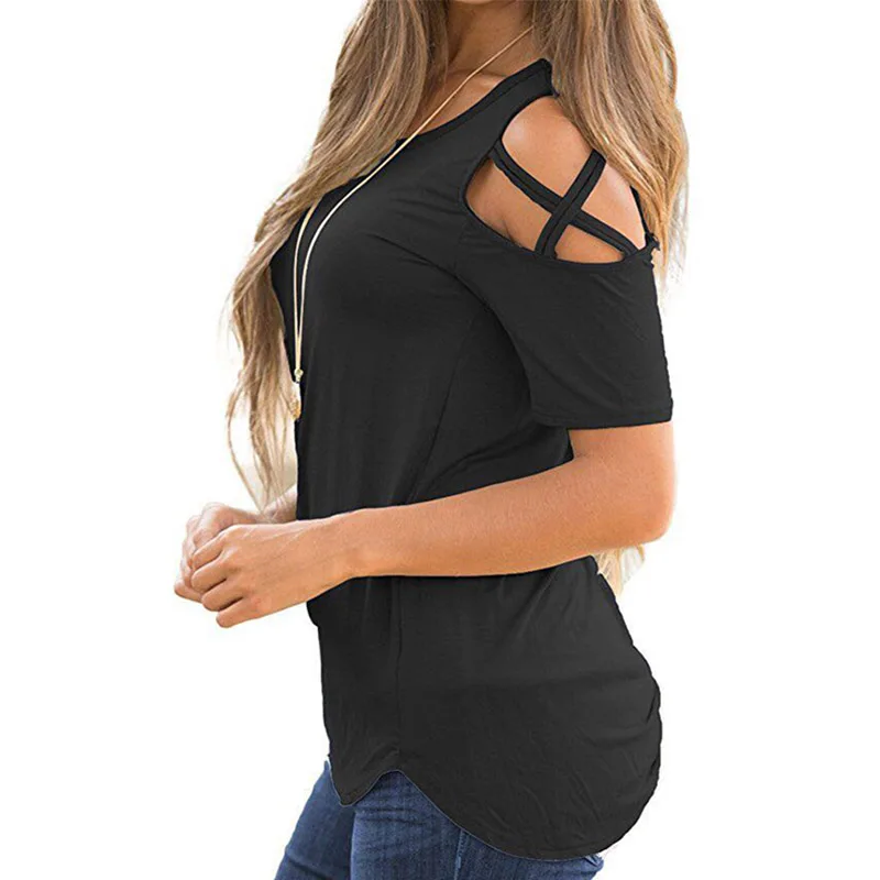 2018-Women-T-Shirt-Summer-Short-Sleeve-Tops-Strappy-Cold-Shoulder-Top-Tee-Women-Short-O
