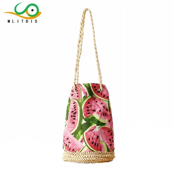 

MLITDIS Women Bag Summer Beach Handbags Bags Woman 2017 Famous Brands Bolsa De Praia Colorida Woven Straw Bag With Watermelon