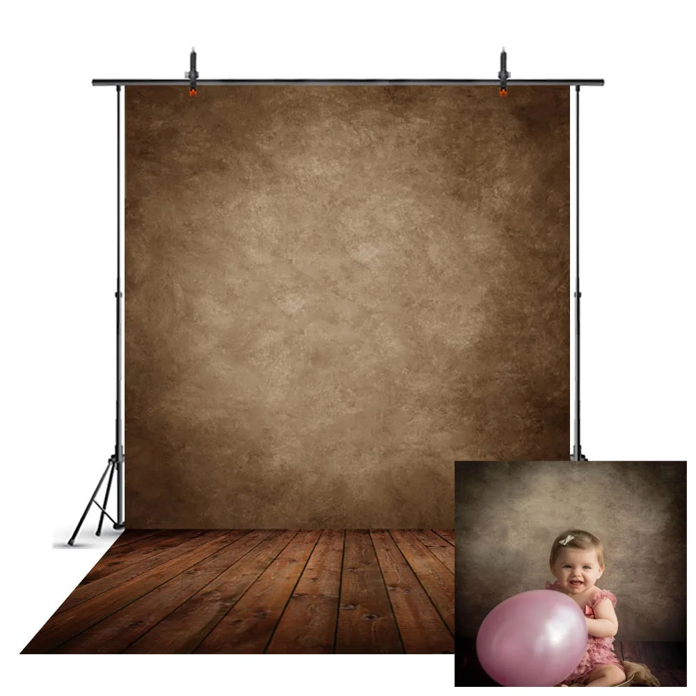 

Gradient Brown texture Wall Wooden Floor Portrait Photography Backgrounds Customized Photography Backdrops For Photo Studio