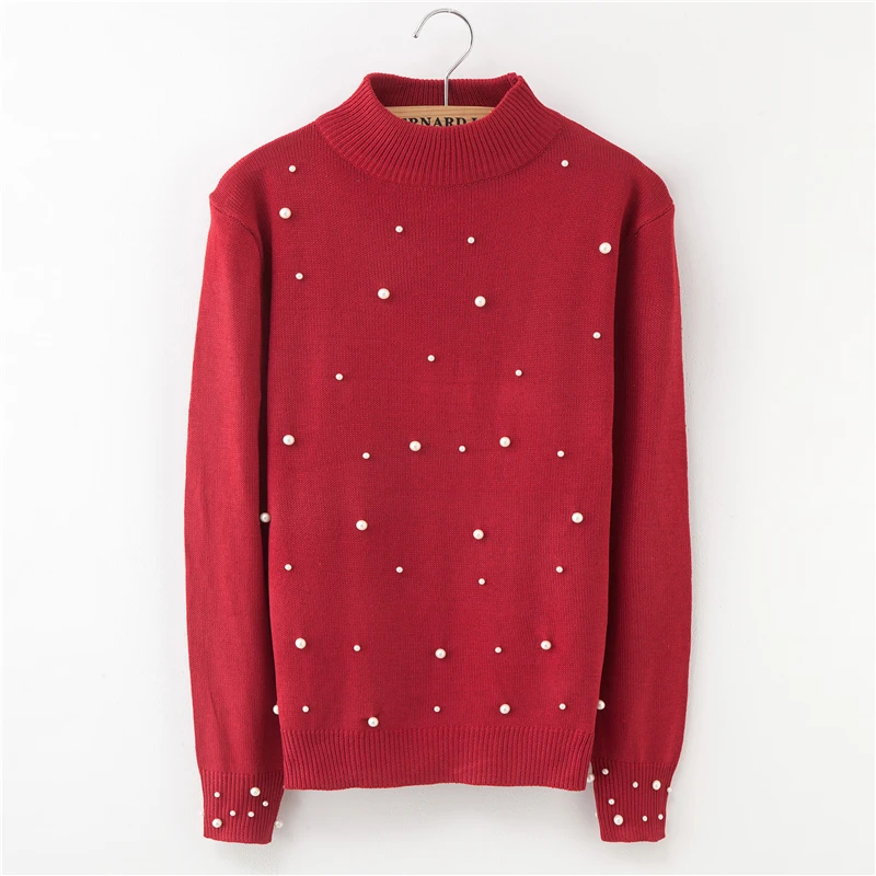

Europe And America New Women's Hoodies Solid Color Long-sleeved Beaded Pullover One Size Knitted Tops Trendy Women's Sweatshirts