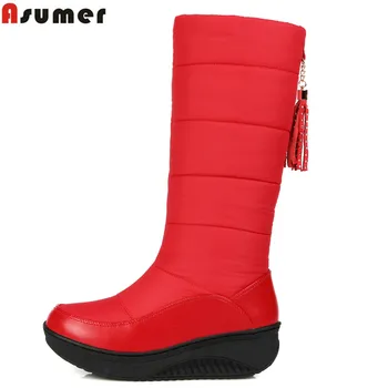 

ASUMER 4 Style Big size 2020 new fashion Russia keep warm snow boots round toe platform knee high boots winter shoes women boots