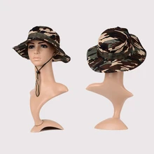 1Pcs New Military Camouflage Bucket Hats Acrylic & Cotton Jungle Camo Fisherman Hat For Outdoor Fishing, Hiking and Camping
