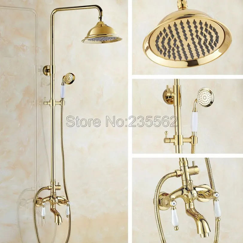 nuovo bagno ottone finitura parete pioggia rubinetto doccia set color oro montato vasca miscelatore rubinetti con 82 pollice gr