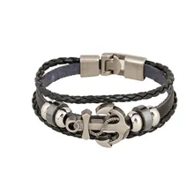 Панковский браслет дружбы фенечки Шарм Плетеный Ретро якорь кожаный браслет талисманы мужские ювелирные изделия аксессуары браслет