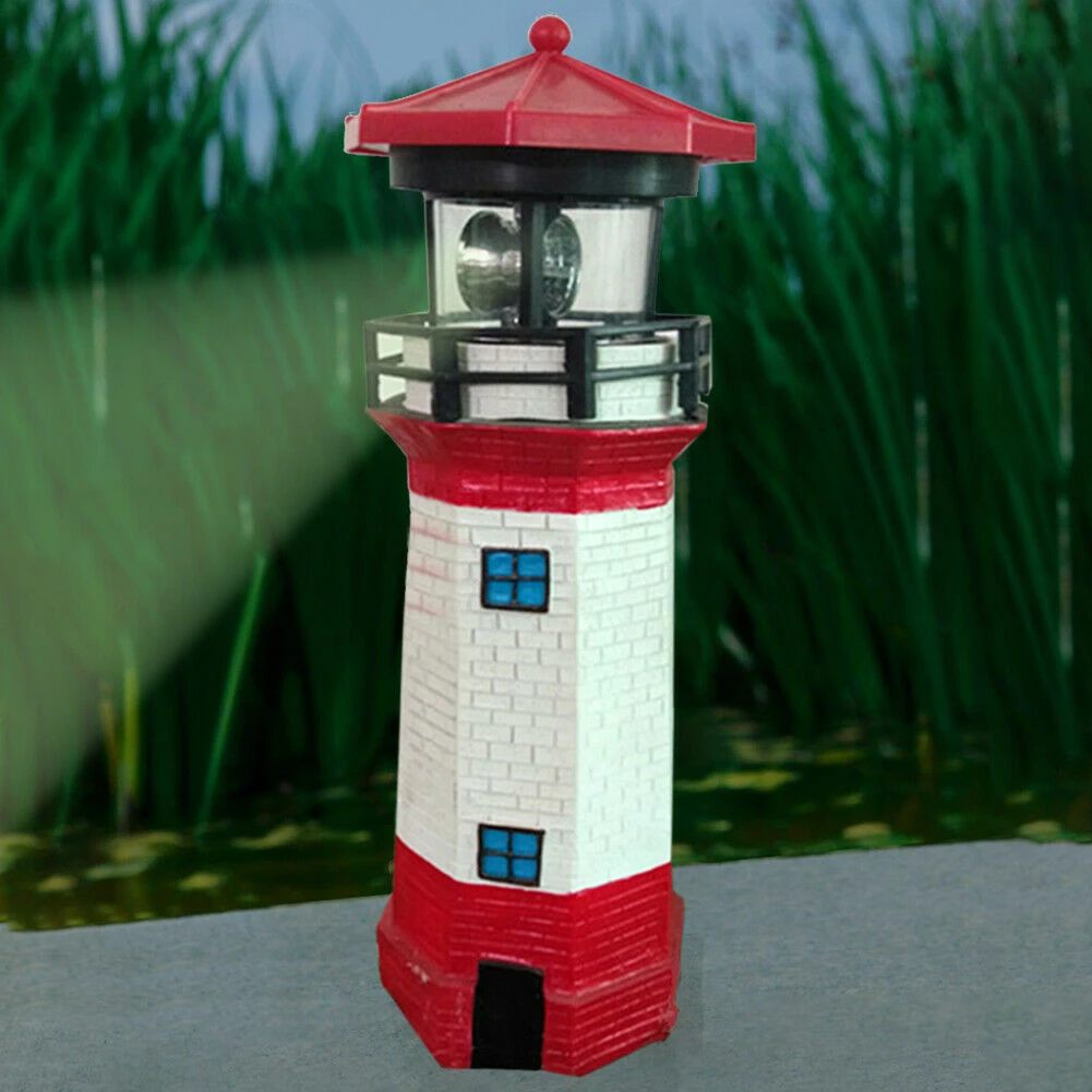 

Solar Powered Lighthouse Rotating LED Bulb Garden Patio Beacon Tower Light Home Garden Decoration Fence Lawn Lamp Fairy Light