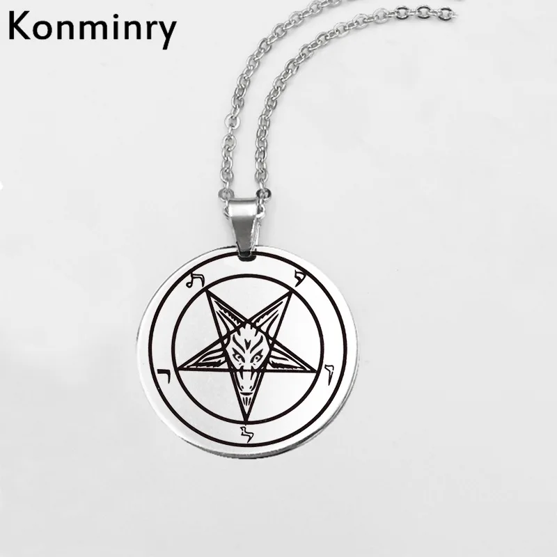 Konminry Sigil Of Baphomet Stainless Steel Necklace Classic Baphomet