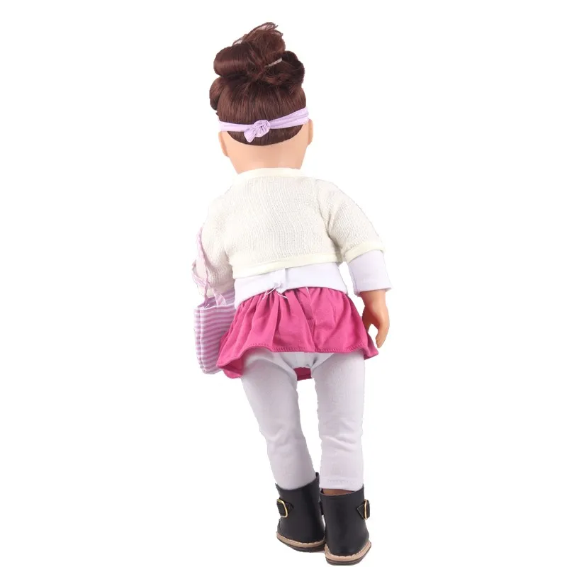 American-Girl-Doll-Outfit-Rubber-Doll-Apparel-White-Shrug-Coat-White-T-shirt-Red-Tutu-White