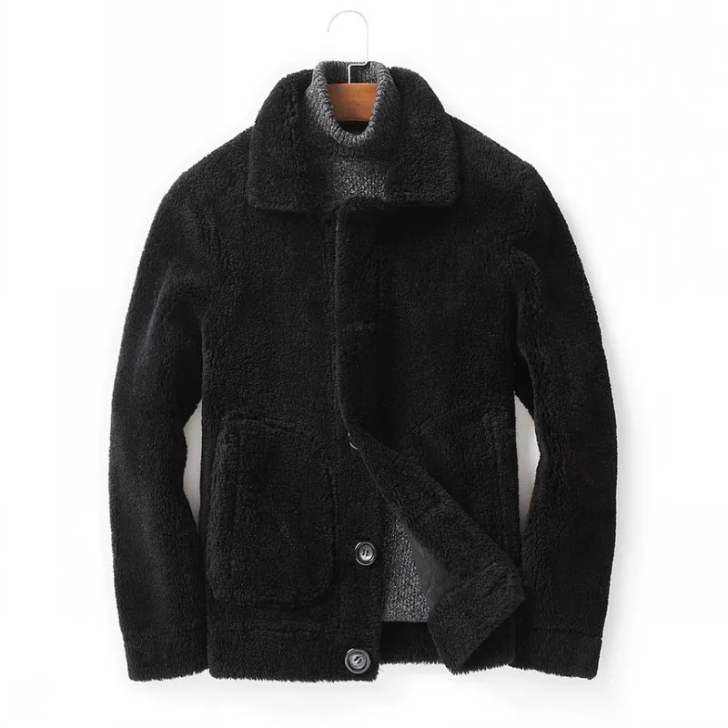 Лидирующий бренд, мужской моторный Байкер, овечья натуральная Меховая куртка, замшевое кожаное пальто, меховая подкладка, ветрозащитные