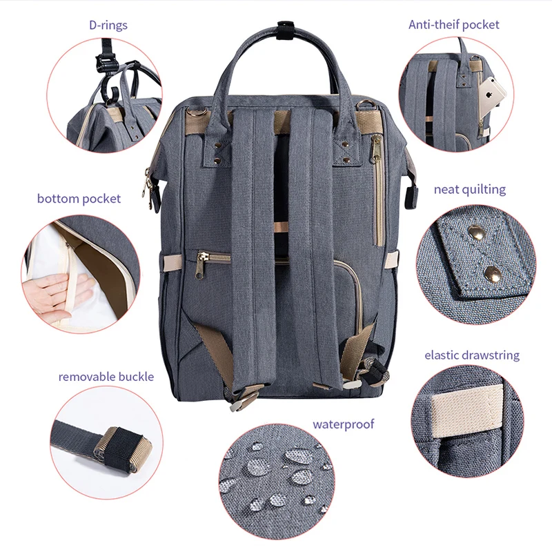 Sunveno marca impermeable bolsa de gran maternidad enfermería bolsa de viaje mochila para bebé mamá cochecito de bebé - 3