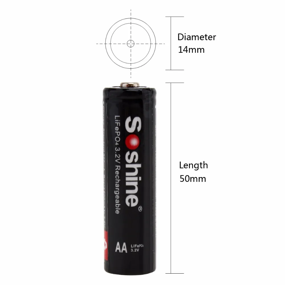 Soshine 4 шт. 3 2 в 700 мАч высокая емкость 14500 LiFePO4 аккумуляторная батарея AA|battery box|aa