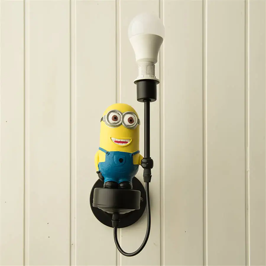 

cartoon cute Minions wall lamp for kids room study creative children bedroom lamp romantic loft decor corridor led wall light