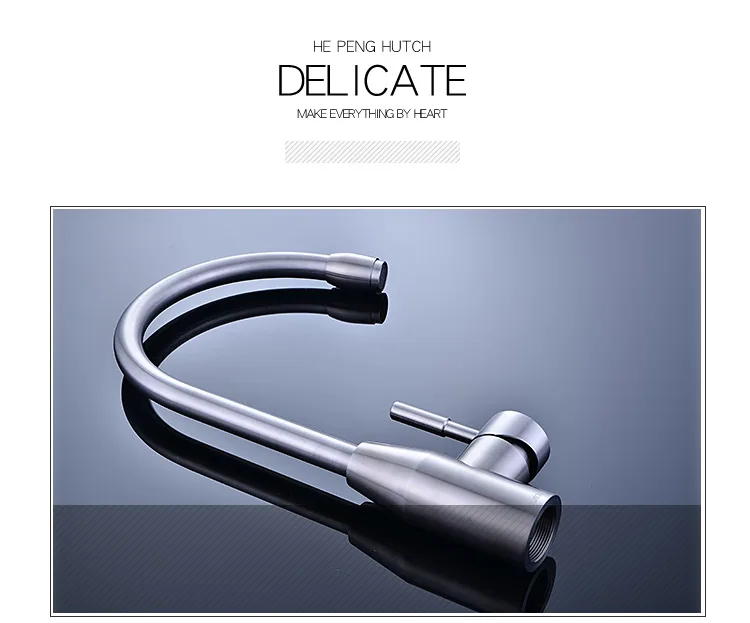 SHAI 304 Stainless Steel Kitchen Basin Faucet Hot And Cold Kitchen Faucet 360 Degree Rotation Single Lever Hole Water Tap
