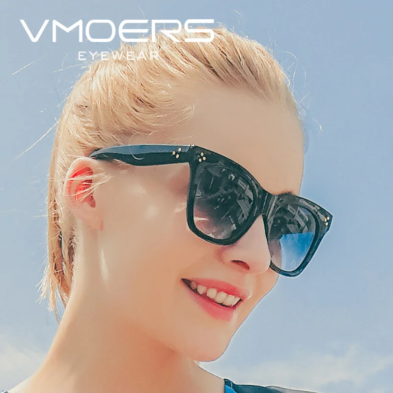 

VMOERS Square Retro Sunglasses Women Black Plastic Lunette Brand Designer Female Sun Glasses For Women Vintage Rivet Sunglases