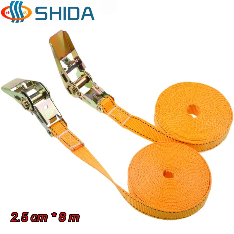 

1 pcs 2.5 cm x 8 Meters 900 KG Metal Cargo Lashing Polyester Webbing Straps Hold Secure Ratchet Tie Down Cam Buckle Winch Strap