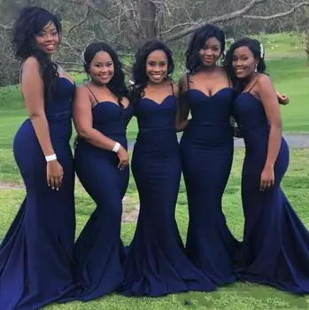 Sexy Navy Blue Bridesmaid Dresses For Wedding Guest Chiffon Long Afrcan Mermaid Plus Size Formal Gowns Leather Bag