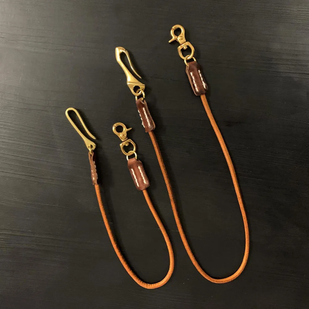 Cow Leather Handmade Vintage Wallet Chain Pants key Chain With Solid