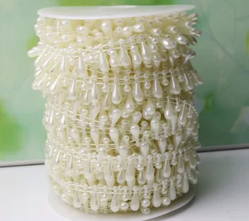 

1Spool 15Meter Ivory/ White Waterdrop ABS Pearl Garland Chain Trim For Wedding Party Centerpiece Decoration