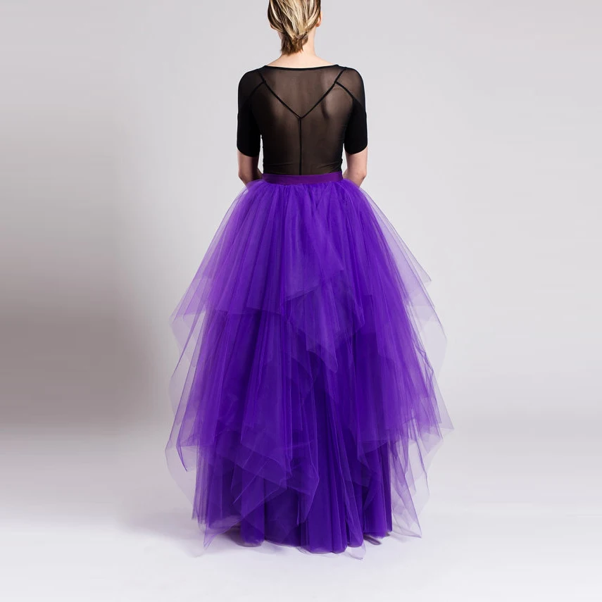 Piso Por Purple Longitud Clásica Puffy Tutu Maxi Tulle Tiered Encargo Mujeres Ruffles Faldas Línea Falda Una BFqr8Bzw
