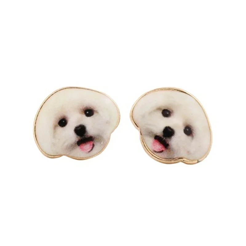 

Cute White Dog Stud Earrings Bichon Frise Poodle Earrings Jewelry Accessories Women Girls Kids Gifts for Pet Lovers