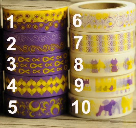

Free Shipping 15mm*10m Purple series Washi Paper Masking Tape/10 elegant designs washi tape
