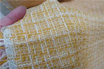 

Free ship fabric yellow with white weaved silver line price for 1 meter 59"