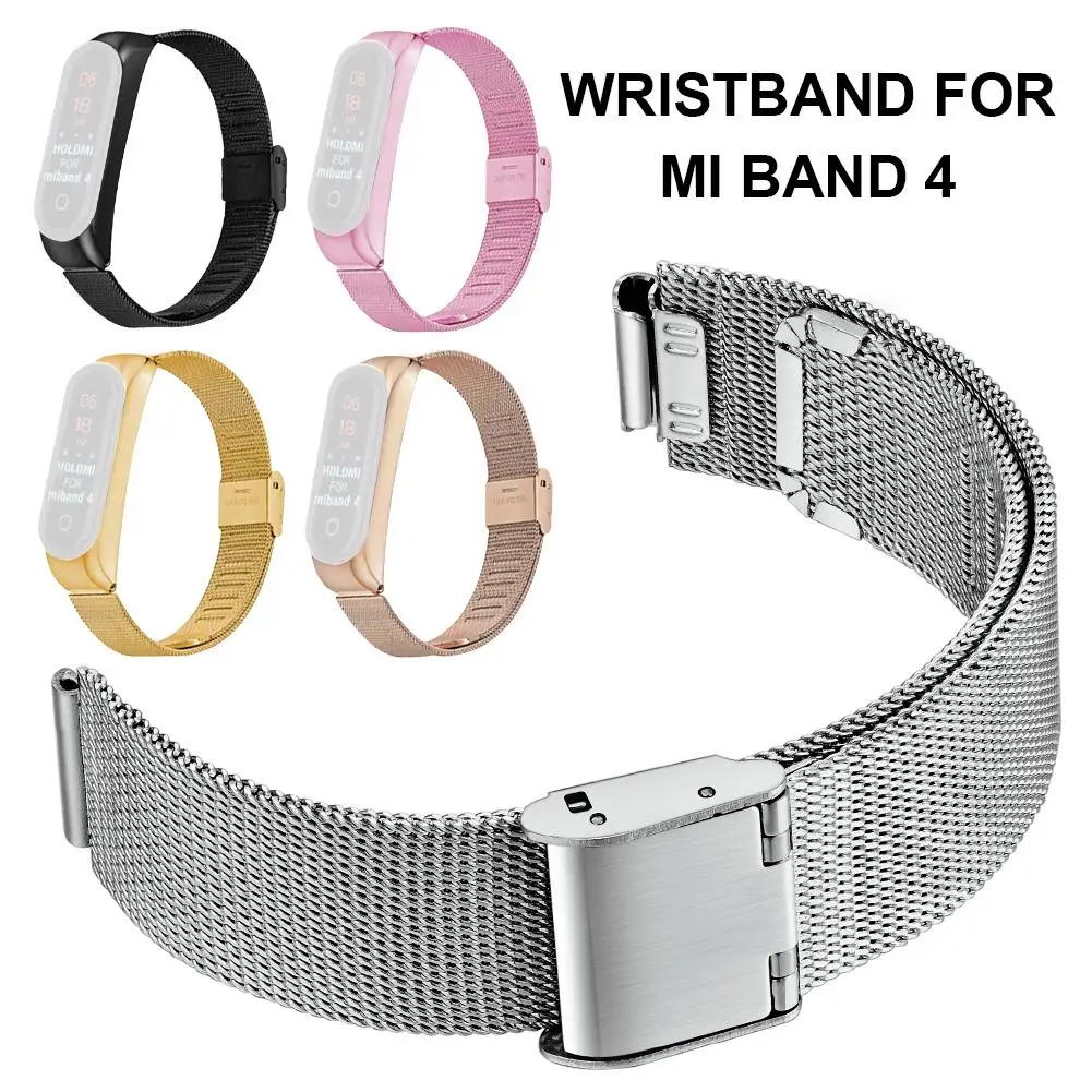 Stainless Steel Wristband Smart Wrist Watch Band Strap with Metal Buckle for Mi Band 4 Smart Bracelet