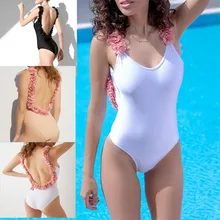 Women 2019 Flounce Off Shoulder Swimsuit Ruffle One Piece Swimsuit Women Sexy Bodysuit Monokini Swimwear Bathing Suit off the shoulder flounce lace bodysuit