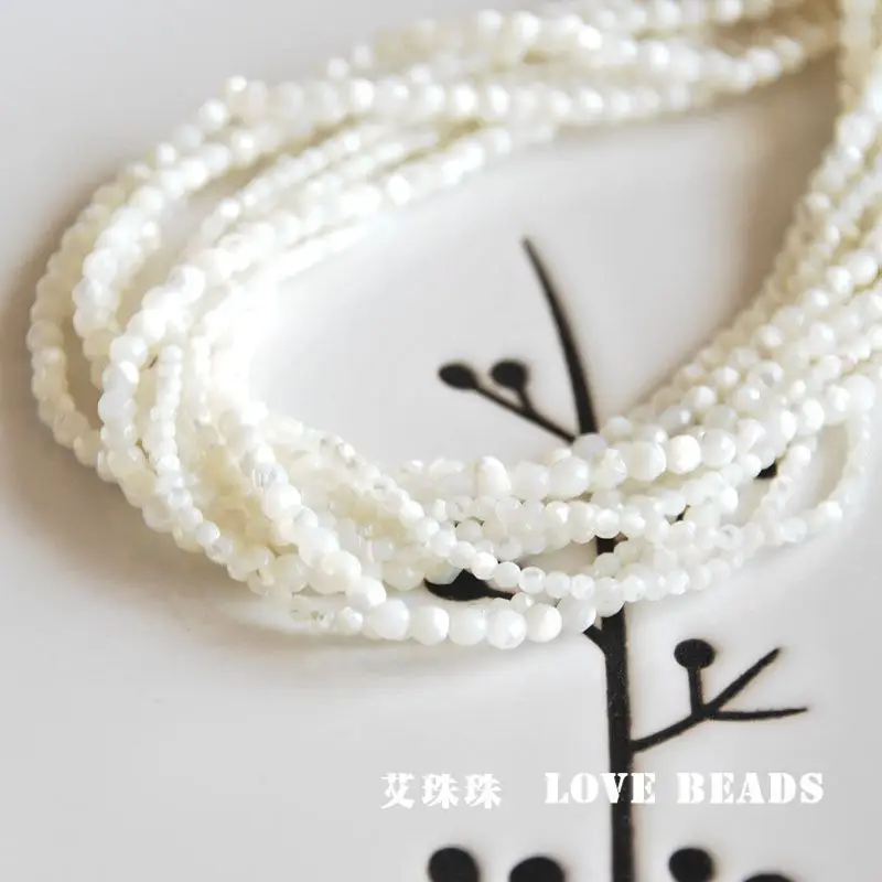 

natural mother of pearl MOP 2mm 3mm 15"/38cm faceted seed beads jewelry making craft finding DIY for women